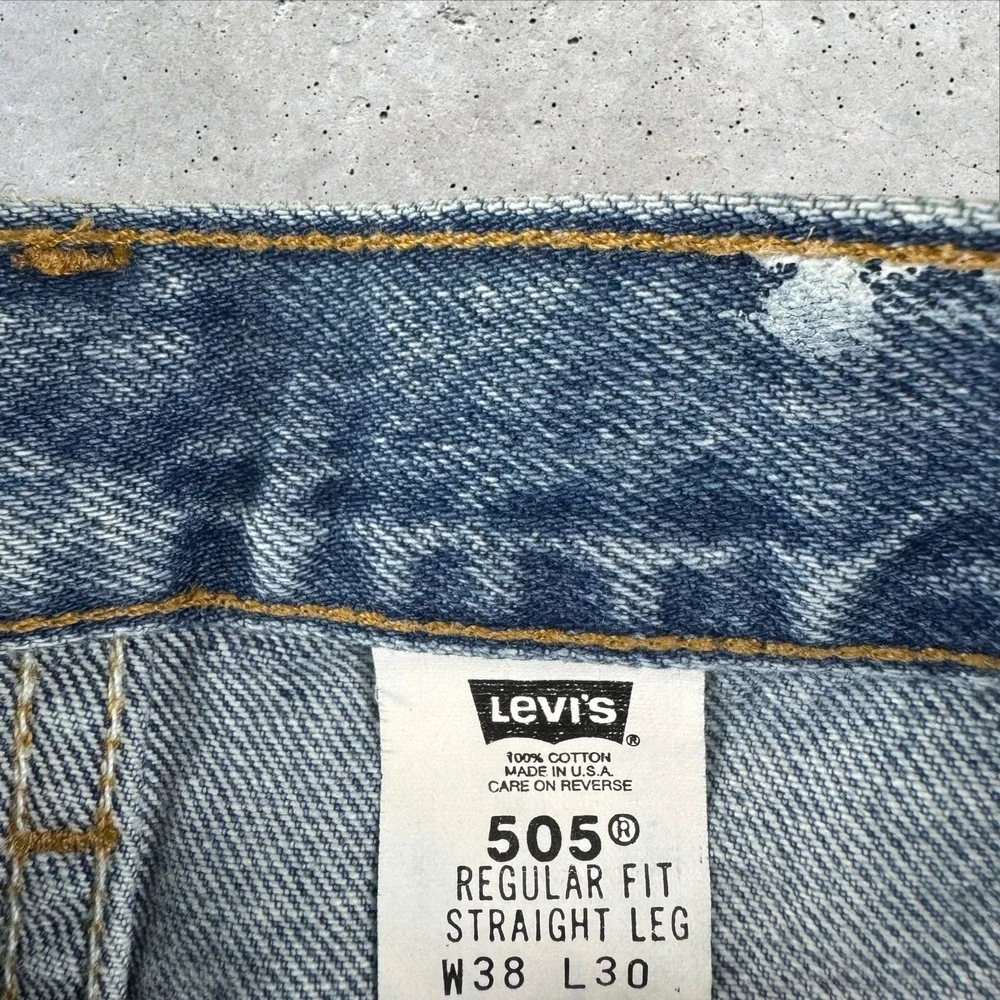 Vintage Levis‎ Jeans Measure 36x30 Blue 505 Reg Straight Fit 90s Distressed USA